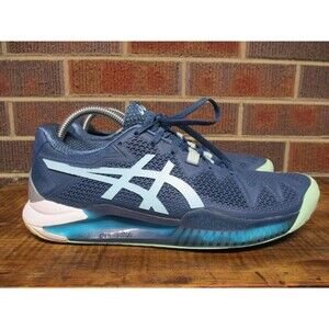 Asics Womens Gel-Resolution 8 Blue Tennis Running Shoes Sneakers Size 8.5